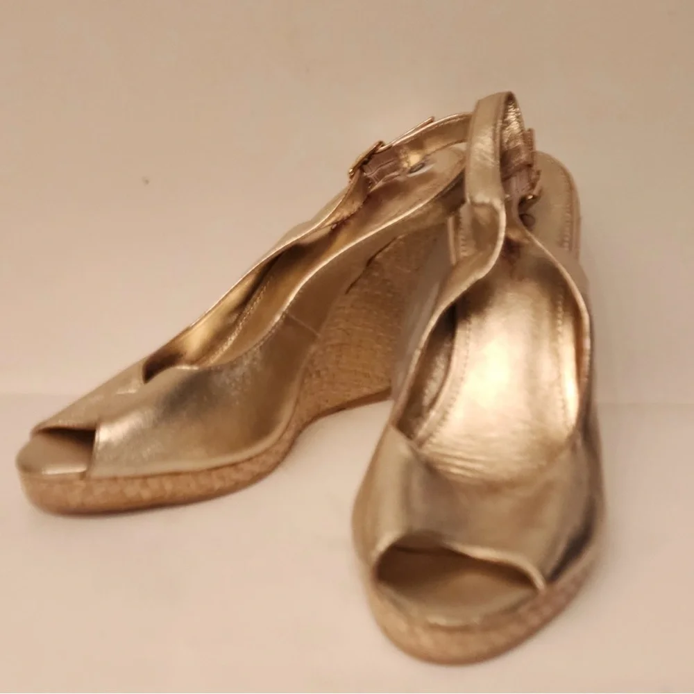 Lilly Pulitzer Kristen Wedge Sandals Women’s Metallic Gold Size 10